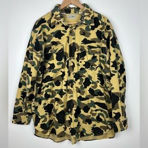 VTG LL Bean Chamois Shirt Men size 18 Tall XXL Duck Camo Hunting Made in USA